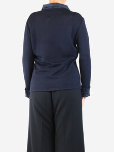 Giorgio Armani Navy wrap-jumper - size UK 12