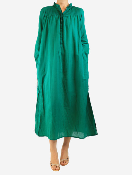 Green long-sleeved cotton midi dress - size UK 8 product image