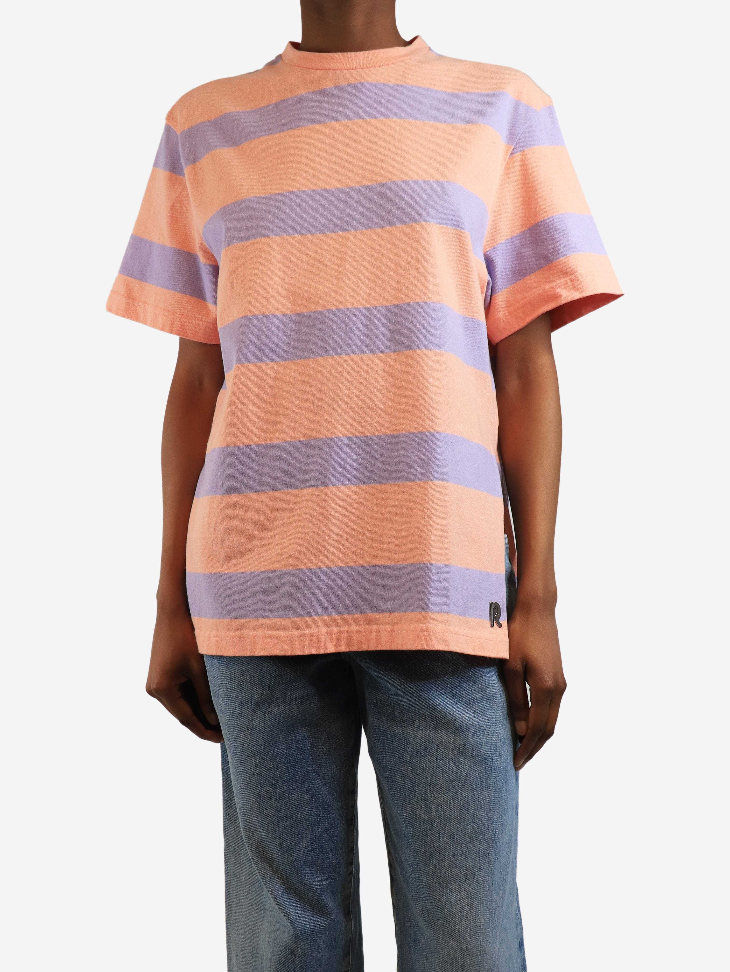 Pink and lilac striped cotton t-shirt - size XS Tops Paco Rabanne 