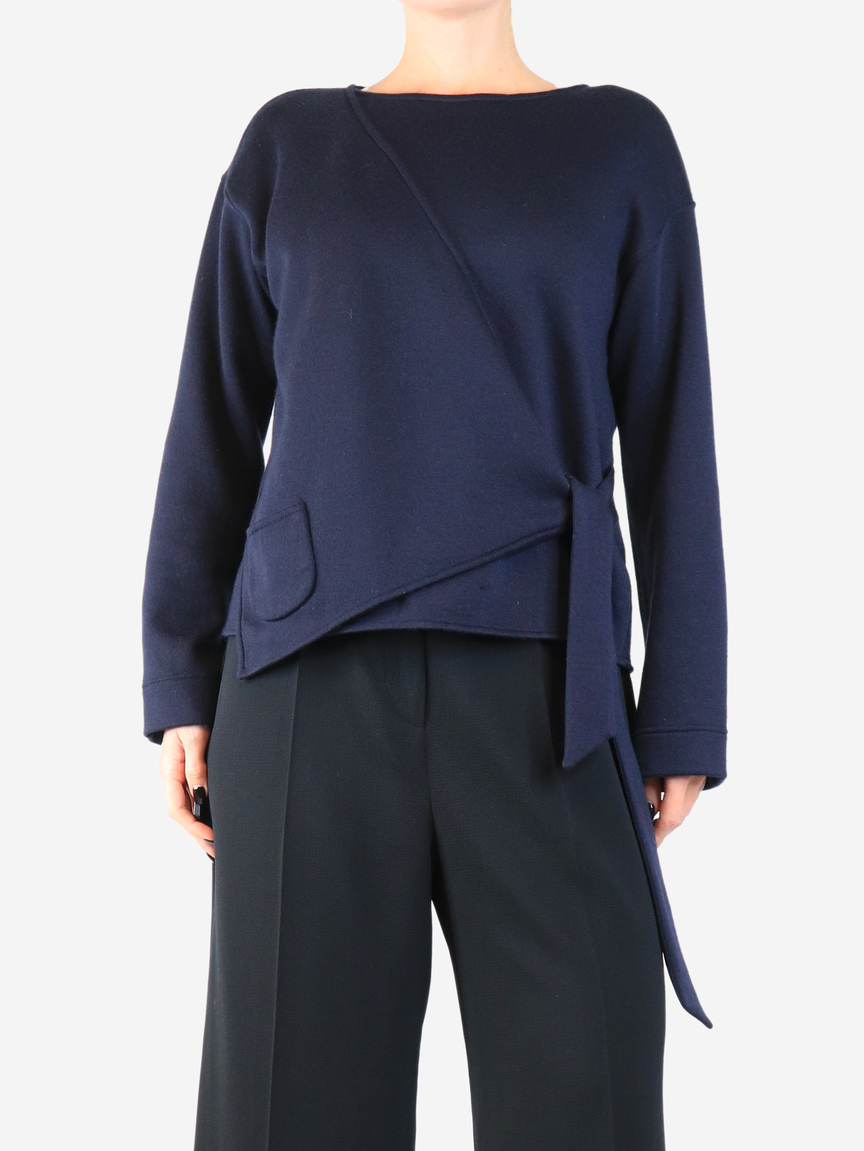 Navy wrap-jumper - size UK 12