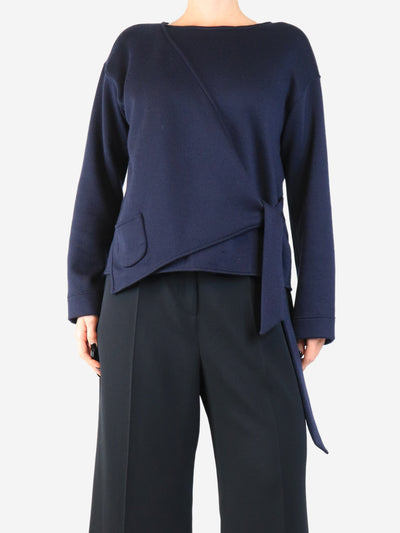 Navy satin-wool light sweater - size UK 12 Tops Giorgio Armani 