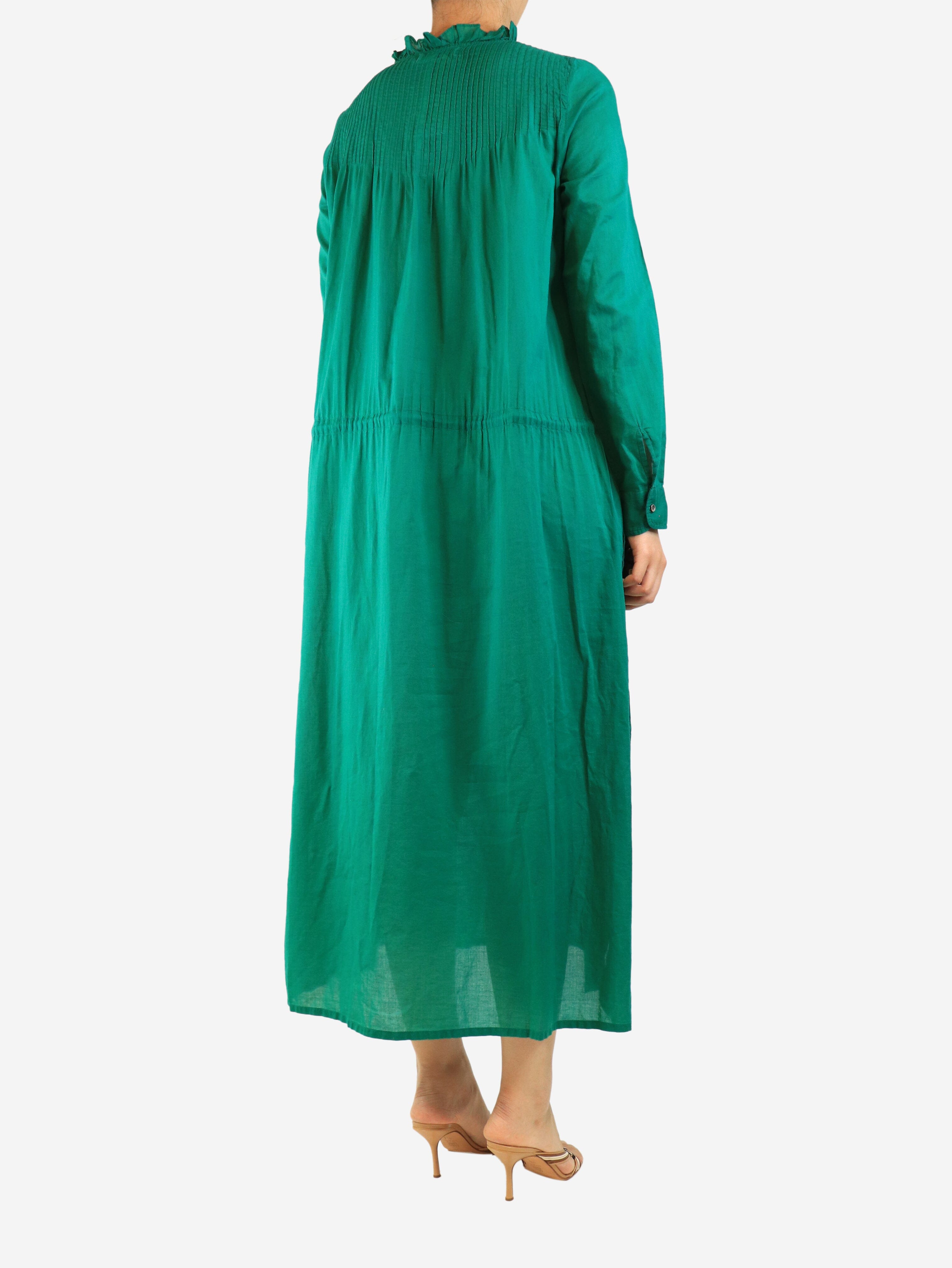 Green long-sleeved cotton midi dress - size UK 8 Dresses Isabel Marant Etoile 