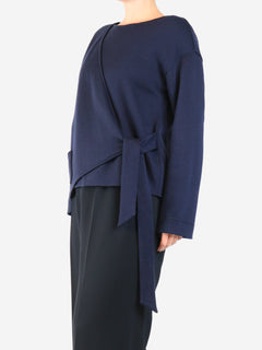 Navy wrap-jumper - size UK 12