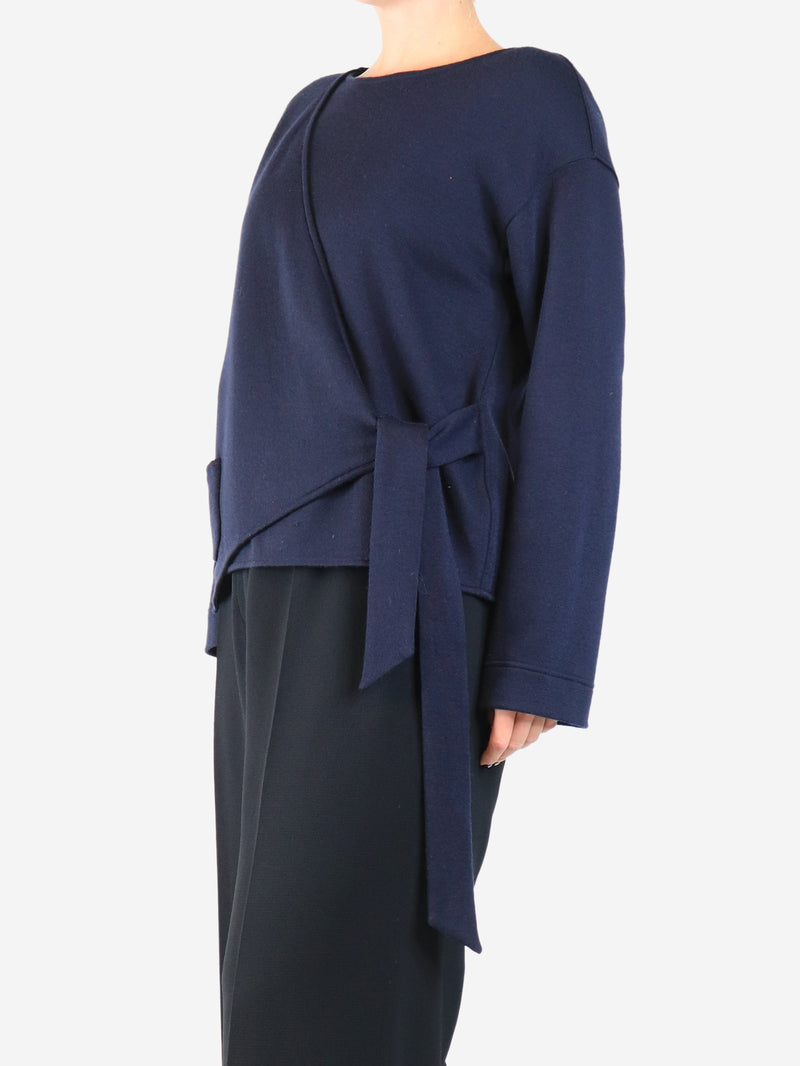 Navy wrap-jumper - size UK 12