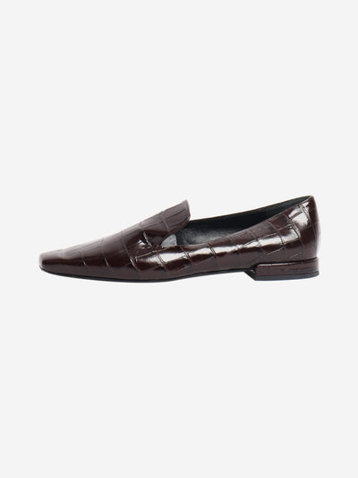 Dark brown croc-embossed loafers - size EU 38 Flat Shoes Loulou Studio 