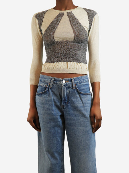 Neutral lurex knit top - size UK 8 product image