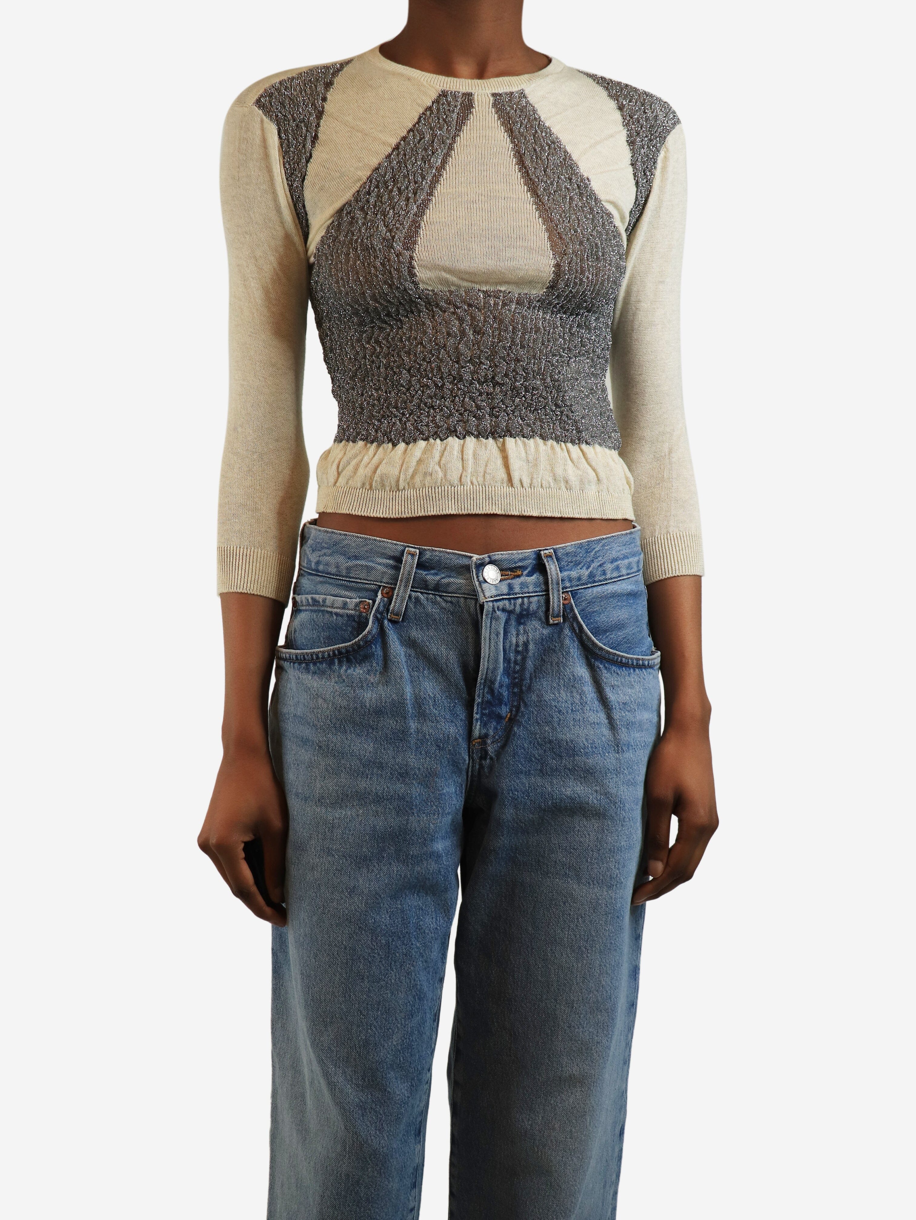 Neutral lurex knit top - size UK 8 Knitwear Miu Miu 