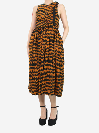 Orange Klea wrap-effect printed cotton midi dress - size UK 8 Dresses Ulla Johnson 