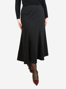 CO Black wool-blend midi skirt - size UK 16