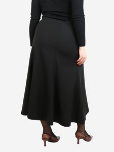 CO Black wool-blend midi skirt - size UK 16