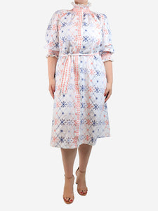 Muzungu Sisters White embroidered buttoned-front midi dress - size M