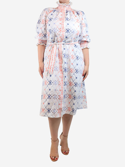White embroidered buttoned-front midi dress - size M Dresses Muzungu Sisters 