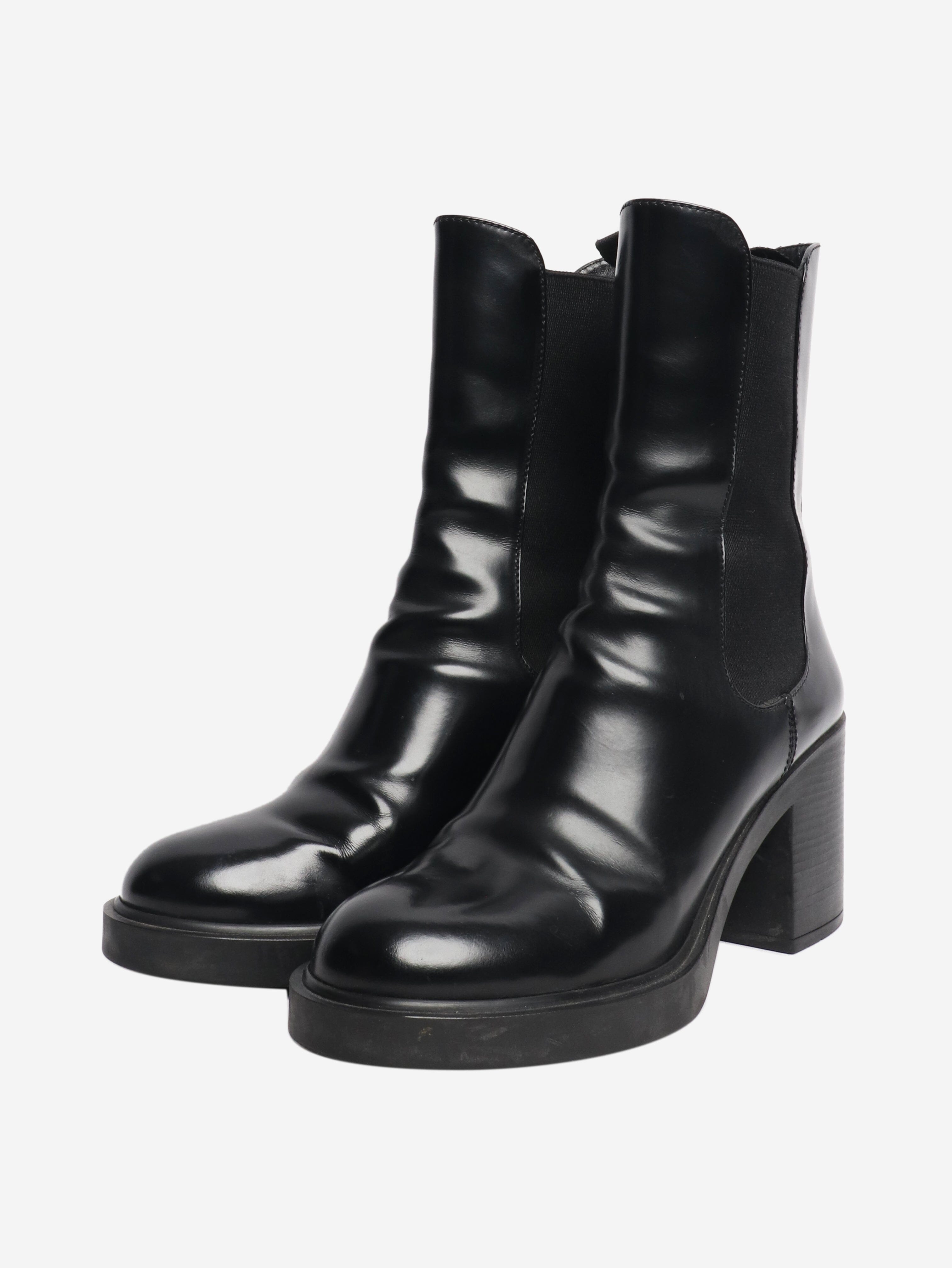 Black leather ankle boots - size EU 39.5 Boots Prada 