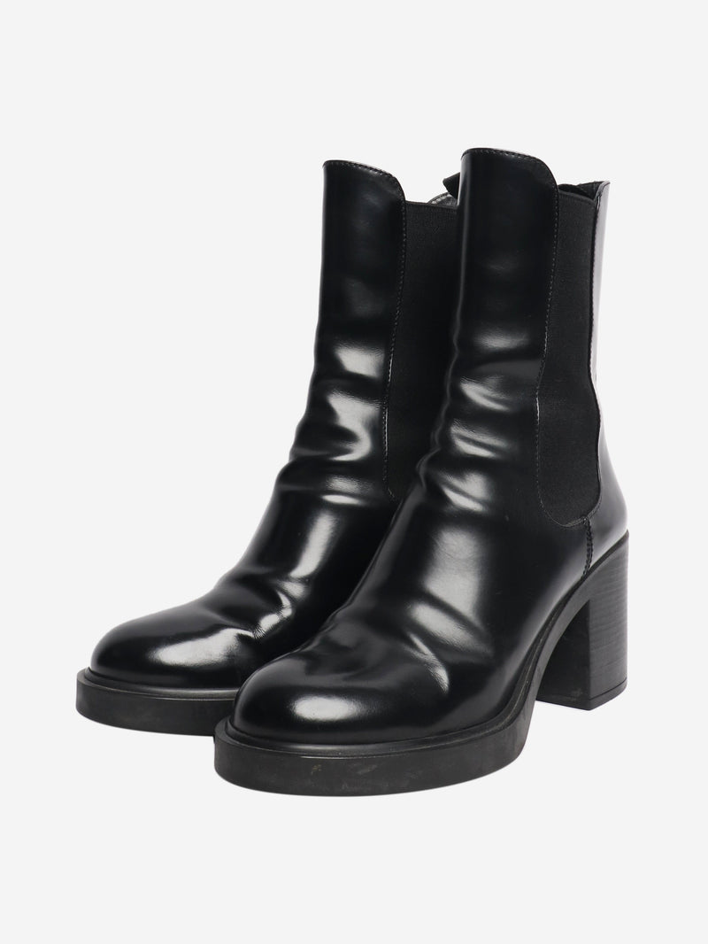 Black leather ankle boots - size EU 39.5 Boots Prada 