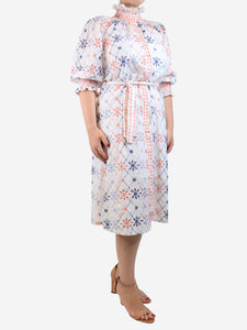 Muzungu Sisters White embroidered buttoned-front midi dress - size M