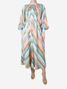 Alemais Multi high-neck striped maxi dress - size UK 8