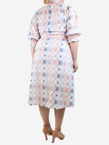 Muzungu Sisters White embroidered buttoned-front midi dress - size M
