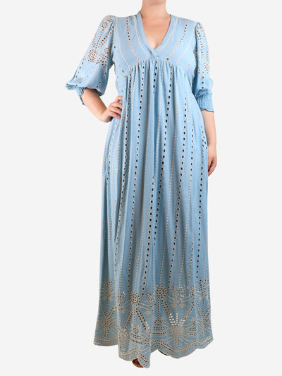 Blue broderie midi dress - size UK 18 Dresses Valerie Khalflon 