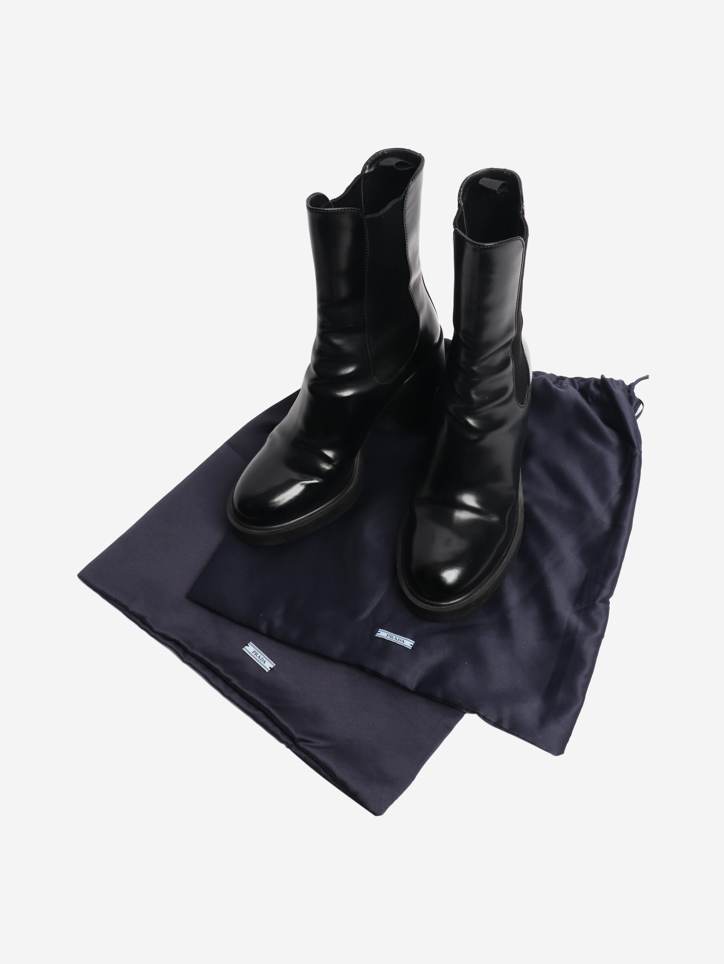 Black leather ankle boots - size EU 39.5 Boots Prada 