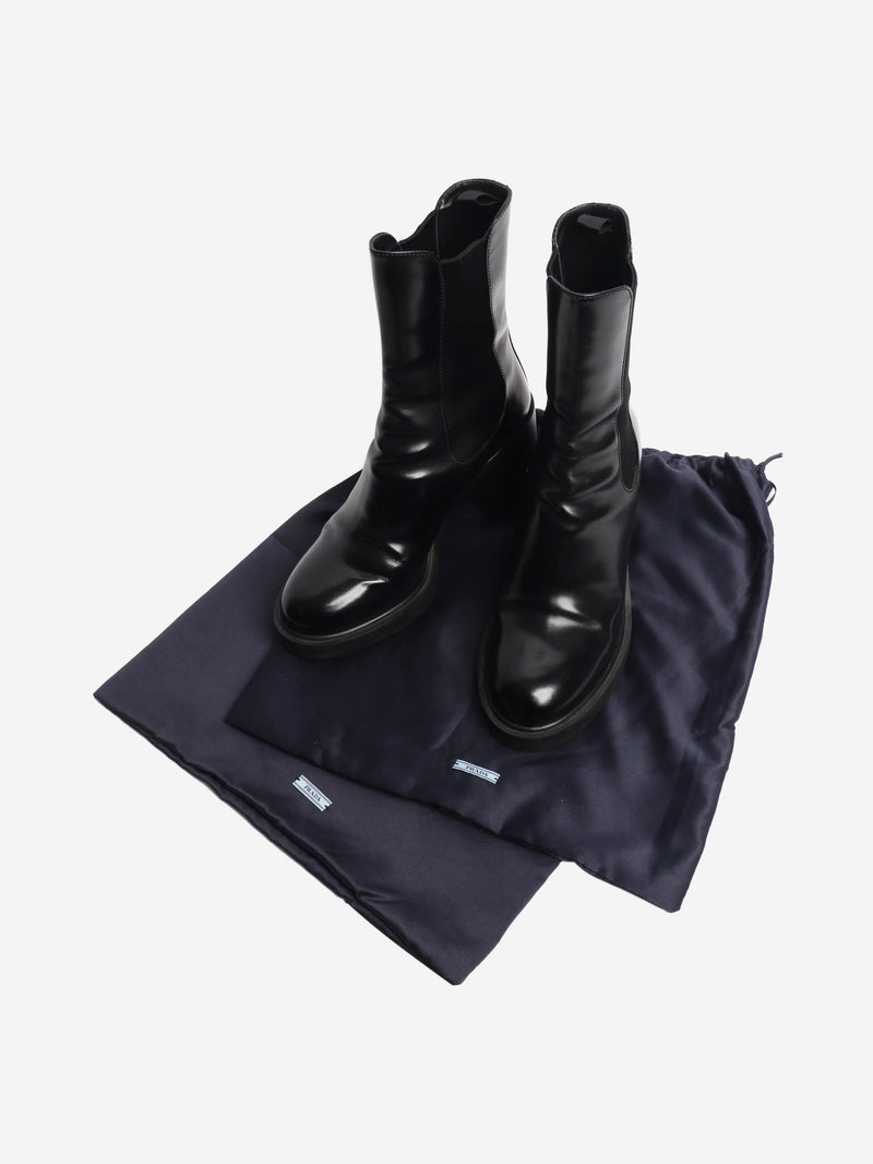 Black leather ankle boots - size EU 39.5 Boots Prada 