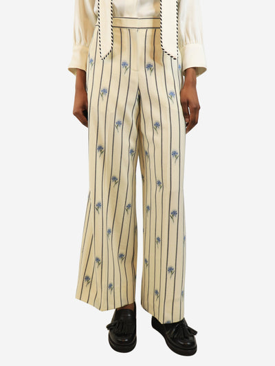 Cream floral stripe trousers - size UK 6 Trousers Erdem 