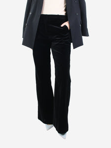 ME+EM Black velvet flared trousers - size UK 12