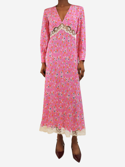 Pink silk floral midi dress - size UK 8 Dresses Miu Miu 