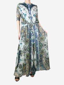 Etro Green floral printed dress - size UK 8