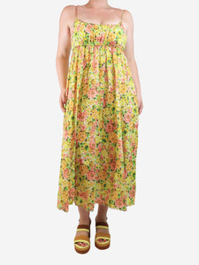 Zimmermann Yellow floral linen sleeveless dress - size UK 12