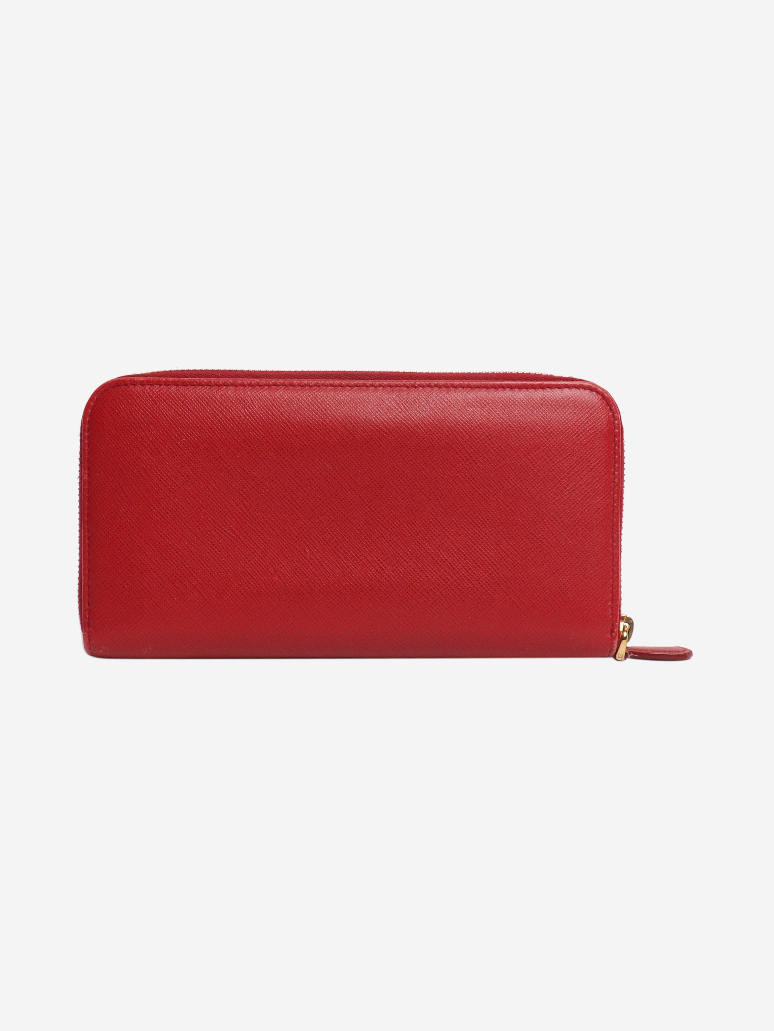 Red Saffiano leather zip wallet Wallets, Purses & Small Leather Goods Prada 