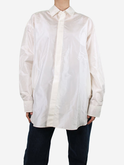 Cream Bendigo high-low silk shirt - size UK 8 Tops Sofie D'Hoore 