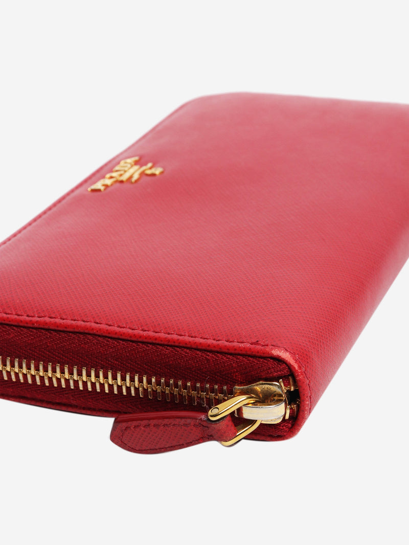 Red Saffiano leather zip wallet Wallets, Purses & Small Leather Goods Prada 