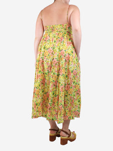 Zimmermann Yellow floral linen sleeveless dress - size UK 12