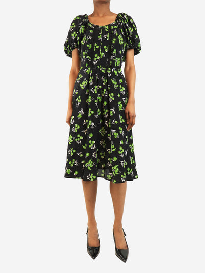 Black floral midi dress - size UK 8 Dresses Prada 