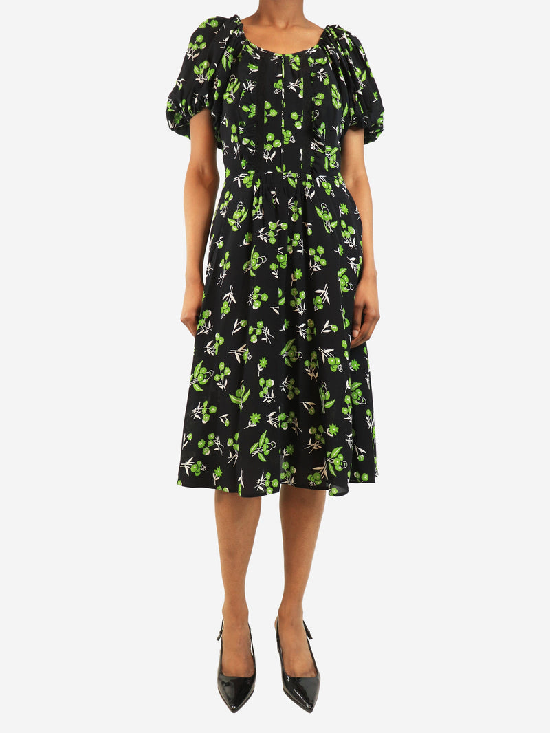 Black floral midi dress - size UK 8 Dresses Prada 