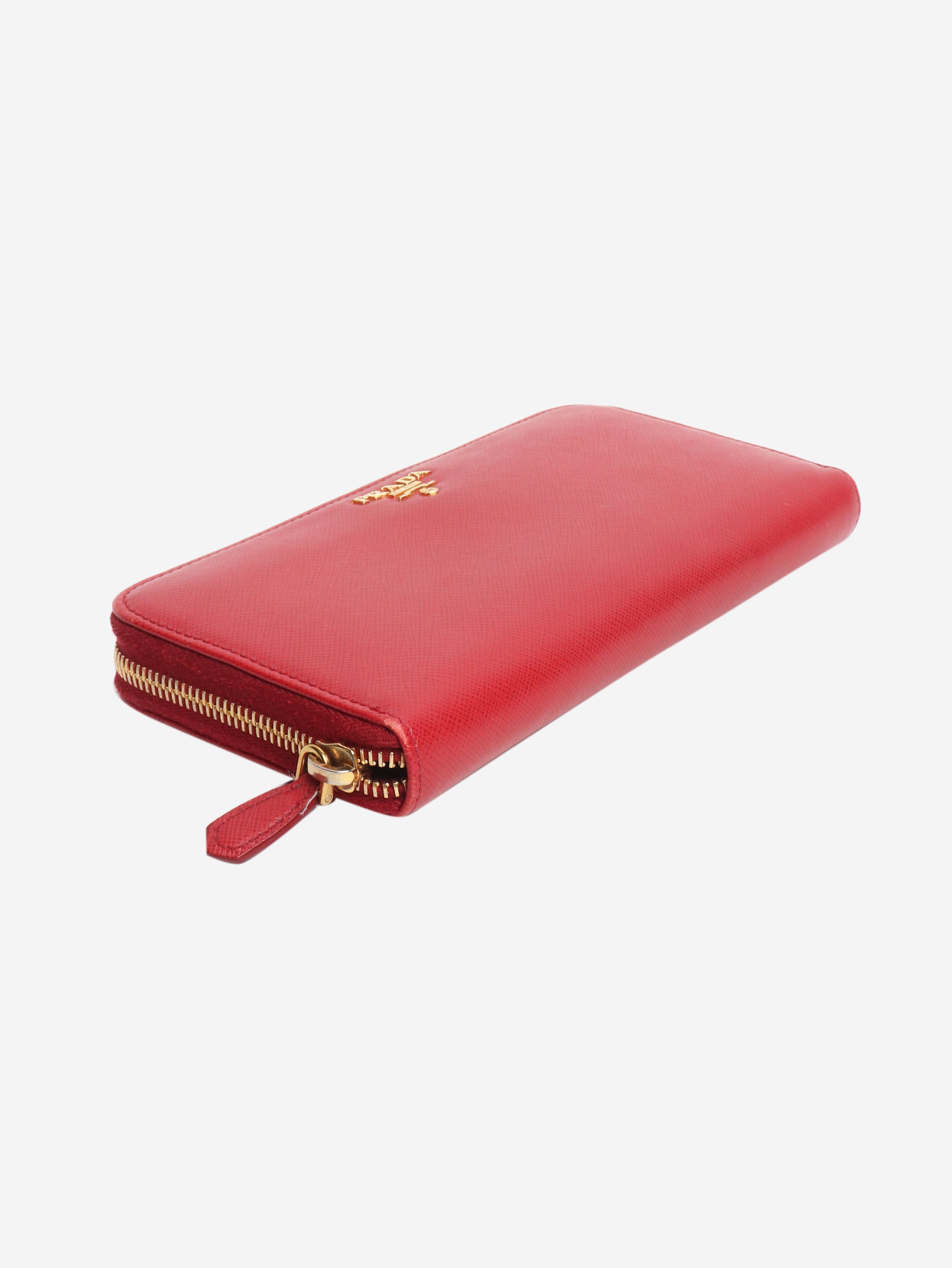 Red Saffiano leather zip wallet Wallets, Purses & Small Leather Goods Prada 