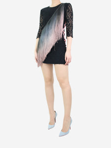 MSGM Black fringed lace dress - size UK 8