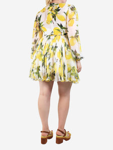 Dolce & Gabbana Yellow silk lemon-print mini dress - size UK 12