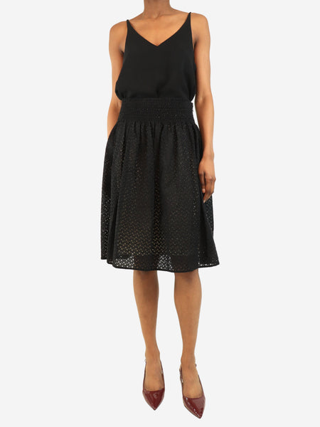 Brown broderie anglaise midi skirt - size UK 6 alternate image