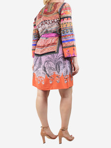 Etro Purple paisley printed midi V-neck dress - size UK 16