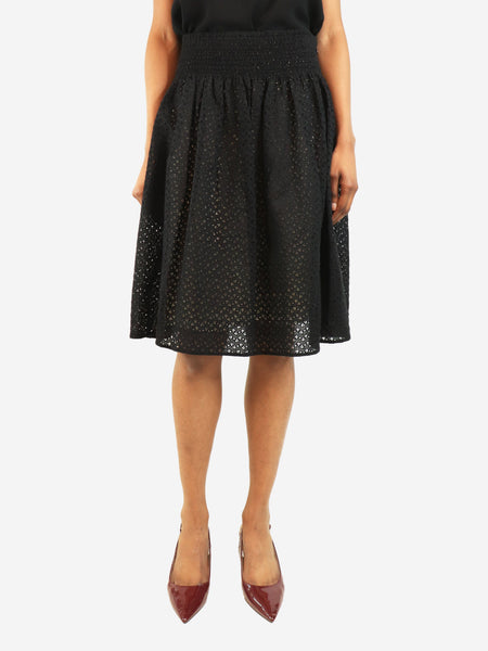 Brown broderie anglaise midi skirt - size UK 6 product image