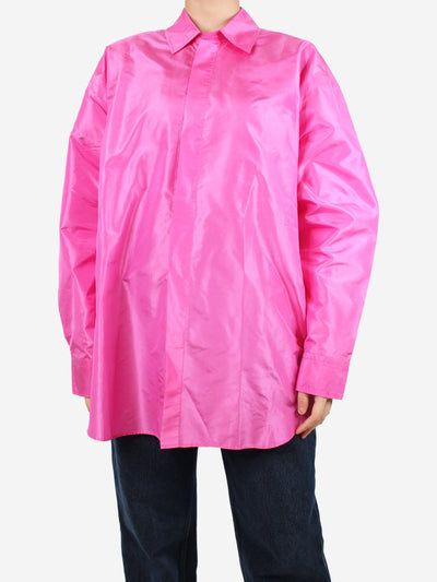 Pink Bendigo high-low silk shirt - size UK 8 Tops Sophie D'Hoore 