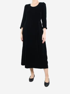 Albaray Black velvet midi dress - size UK 12