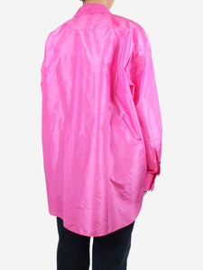 Sophie D'Hoore Pink Bendigo high-low silk shirt - size UK 8