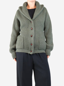 Crimson Green ribbed shawl cardigan - size XL