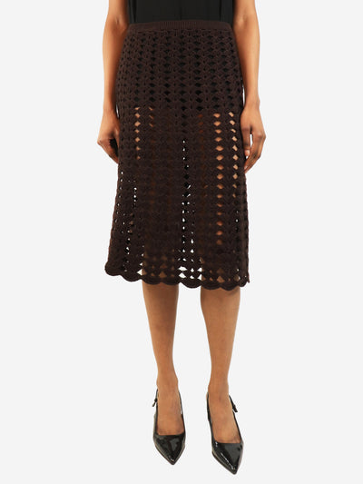 Chocolate crochet midi skirt - size UK 8 Skirts Prada 