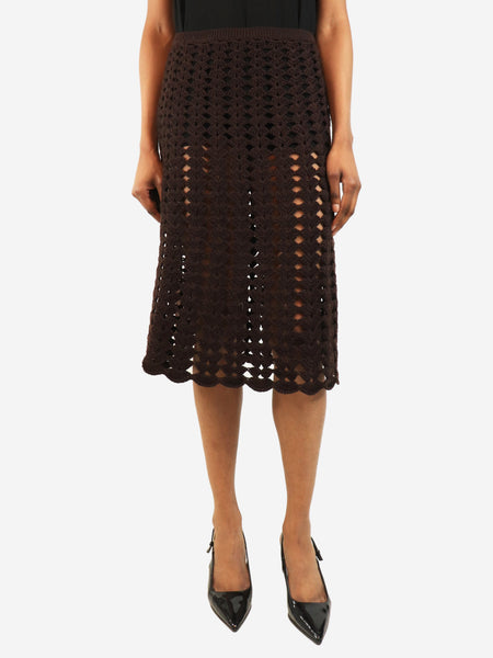 Chocolate crochet midi skirt - size UK 8 product image