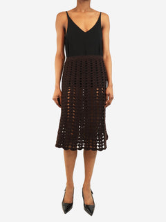 Chocolate crochet midi skirt - size UK 8 Skirts Prada 