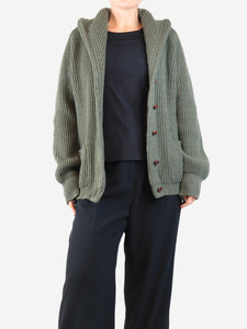 Crimson Green ribbed shawl cardigan - size XL