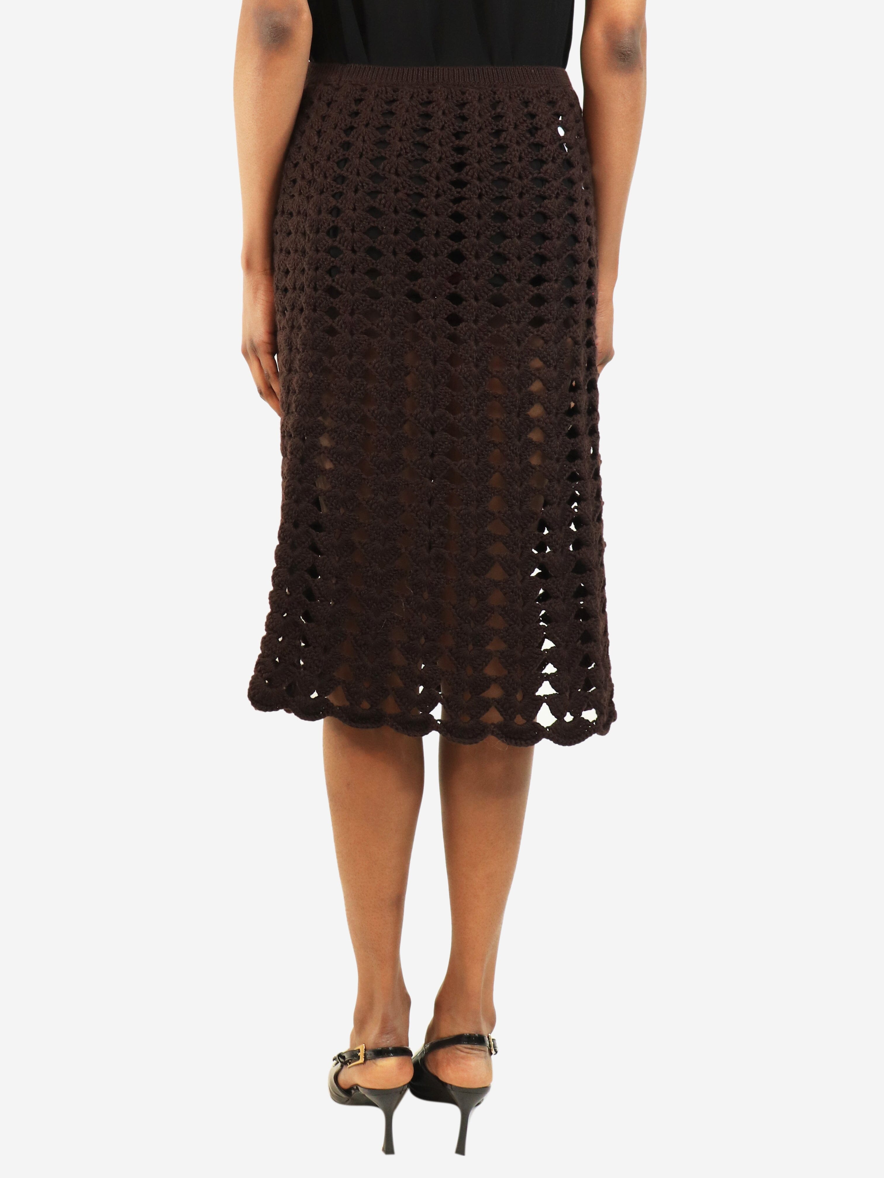 Chocolate crochet midi skirt - size UK 8 Skirts Prada 
